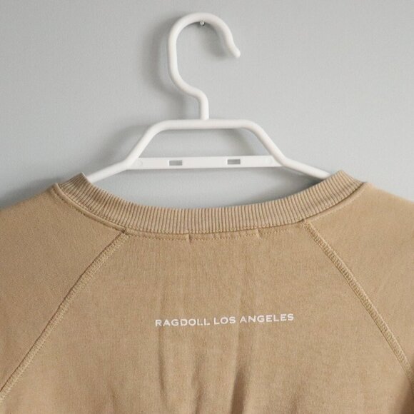 Ragdoll‎ LA Women's Sz M Tan Fleece Crewneck Pullover Stretch Ribbed Sweater - Picture 6 of 12